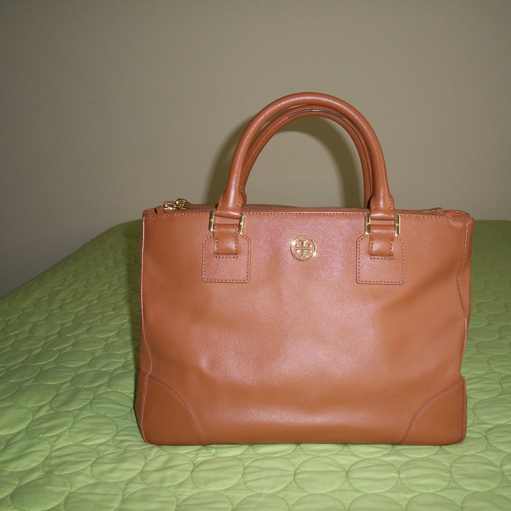 Tory Burch Light Brown Robinson Saffiano Leather Bag